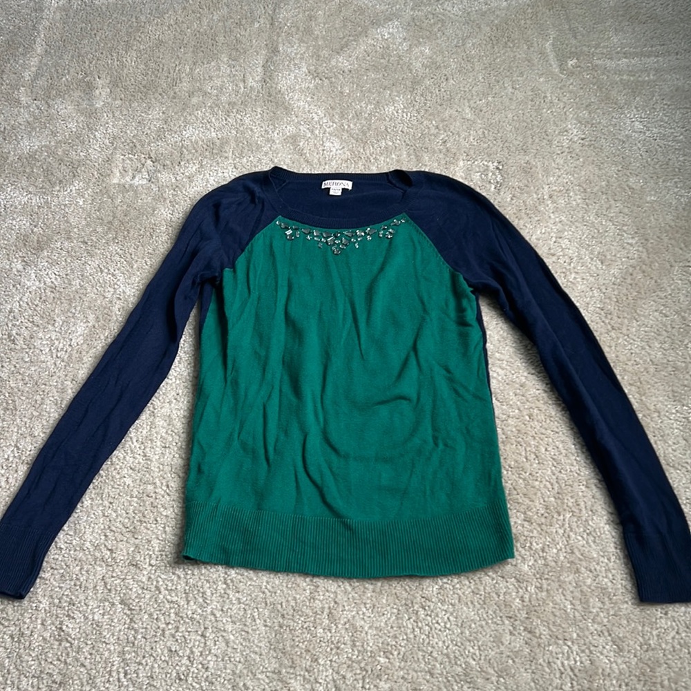 Merona Sweater with crystal detailing at collar